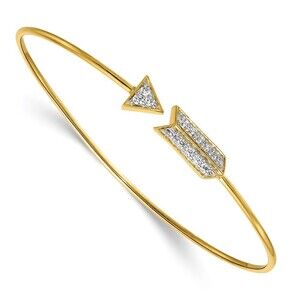 14k Yellow Gold Diamond Arrow Flexible Bangle